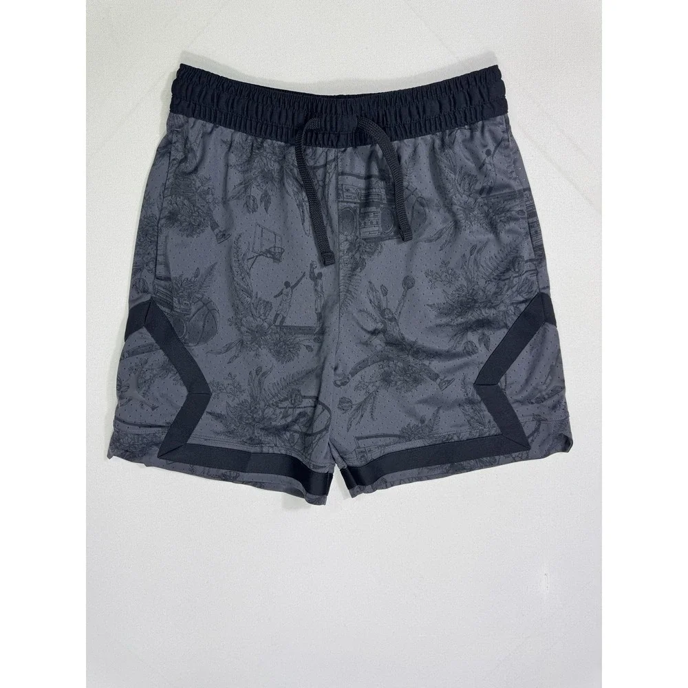Air Jordan Sport Dri-FIT Mesh Diamond Shorts Gray Black Printed FV8614-010 Men M
